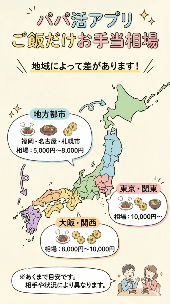 パパ活アプリのご飯だけお手当相場