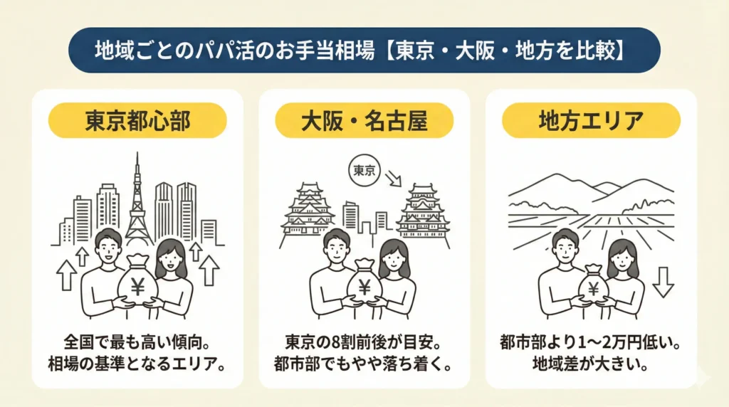 地域ごとのパパ活のお手当相場